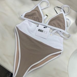 Beach Riot Bikini tan white